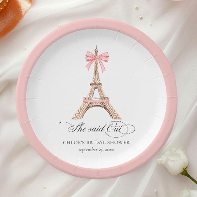 Plato De Papel Dijo que Oui Paris Bow Eiffel Tower BRIDAL SHOWER (Subido por el creador)