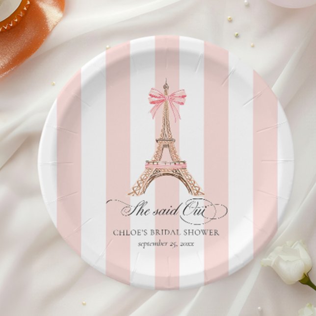 Plato De Papel Dijo que Oui Paris Bow Eiffel Tower BRIDAL SHOWER (Subido por el creador)