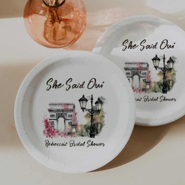 Plato De Papel Dijo Que Oui Paris Bridal Shower Parich Brunch (Subido por el creador)