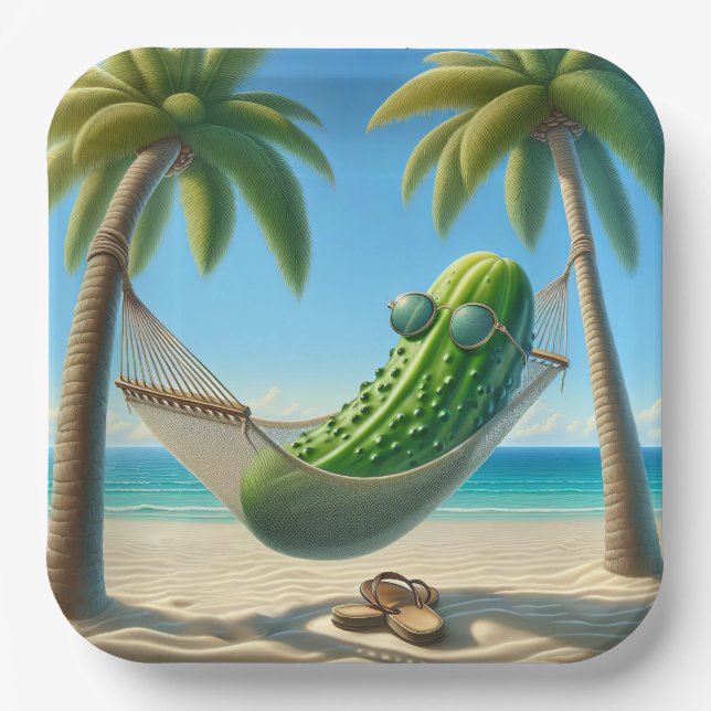 Plato De Papel Dill Pickle In The Tropical Hammock (Anverso)
