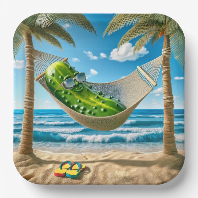 Plato De Papel Dill Pickle In The Tropical Hammock (Anverso)