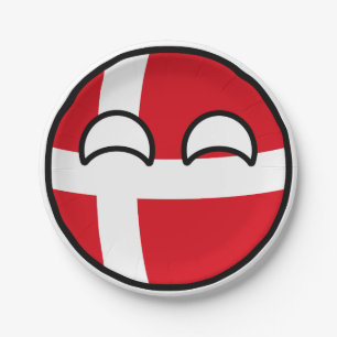 Plato De Papel Dinamarca Geeky que tiende divertida Countryball