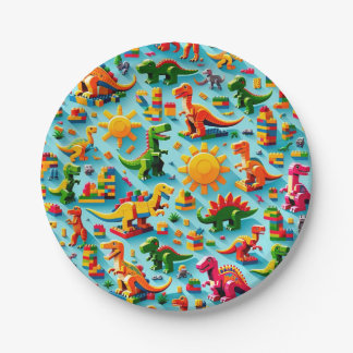 Plato De Papel Dino Blocks Placas de papel