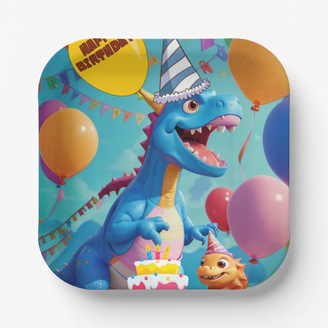 Plato De Papel Dino Delight para pequeños rufianes (Anverso)