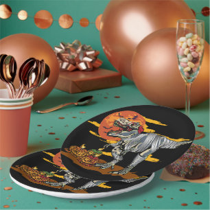 Plato De Papel Dino-Mash: Alegre Pumpkinosaurio