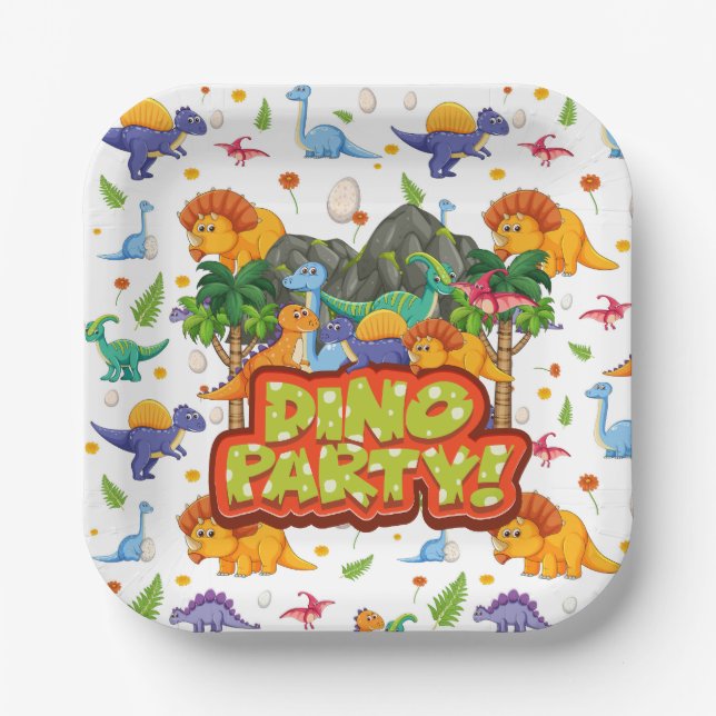 Plato De Papel Dino Party  (Anverso)