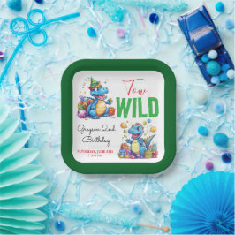 Plato De Papel Dino salvaje Fiesta Dinosaurio segundo cumpleaños