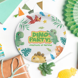 Plato De Papel Dino Tema Cute Dinosaurio Primer Fiesta de cumplea