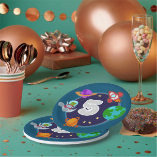 Plato De Papel Dinos en placas espaciales