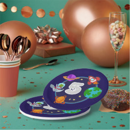Plato De Papel Dinos in Space