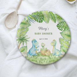 Plato De Papel Dinosaur Baby Shower