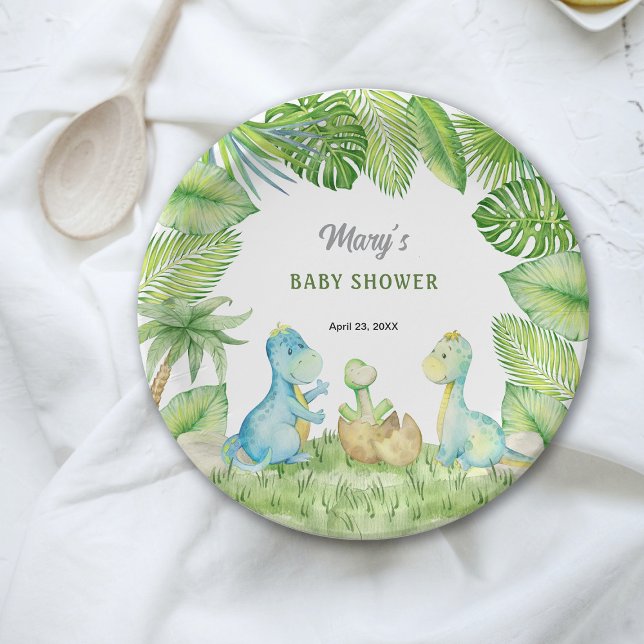 Plato De Papel Dinosaur Baby Shower (Subido por el creador)