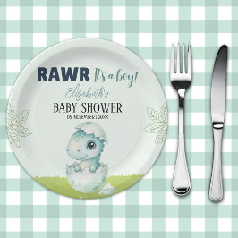Plato De Papel Dinosaur Baby Shower Party Plates for Boy