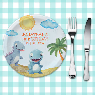 Plato De Papel Dinosaur Birthday boy Party