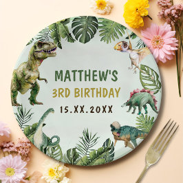 Plato De Papel Dinosaur Boy 3 Fiesta de cumpleaños