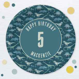 Plato De Papel Dinosaur Boy Kids Fiesta de cumpleaños oscuro