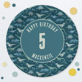 Plato De Papel Dinosaur Boy Kids Fiesta de cumpleaños oscuro