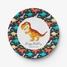 Plato De Papel Dinosaur jurassic T Rex Fiesta