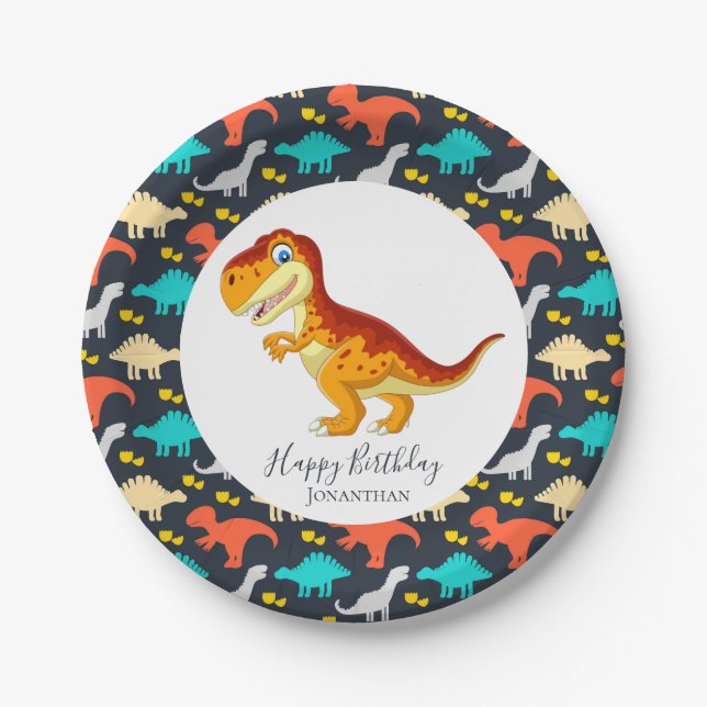 Plato De Papel Dinosaur jurassic T Rex Fiesta (Anverso)