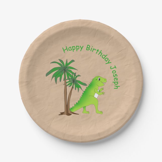 Plato De Papel Dinosaur Land Cute Dino (Anverso)