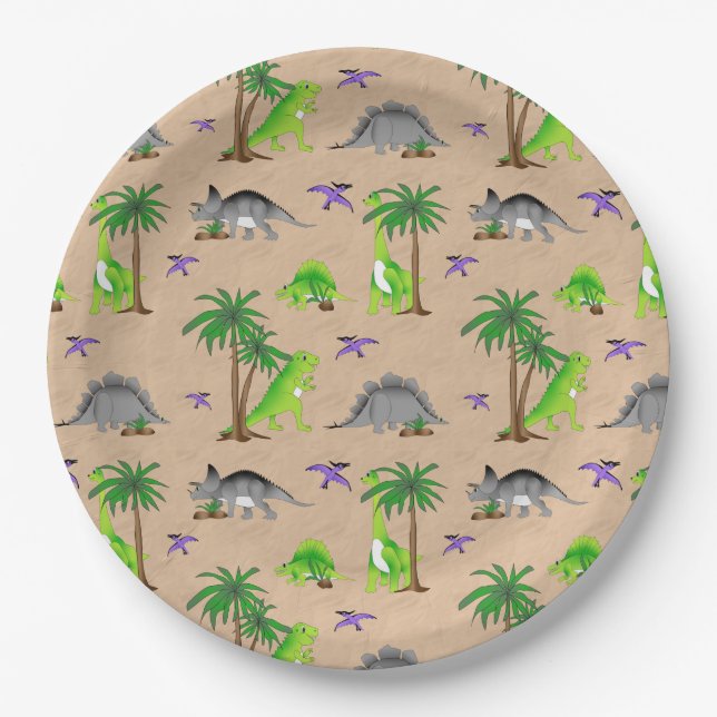 Plato De Papel Dinosaur Land Cute Dino (Anverso)