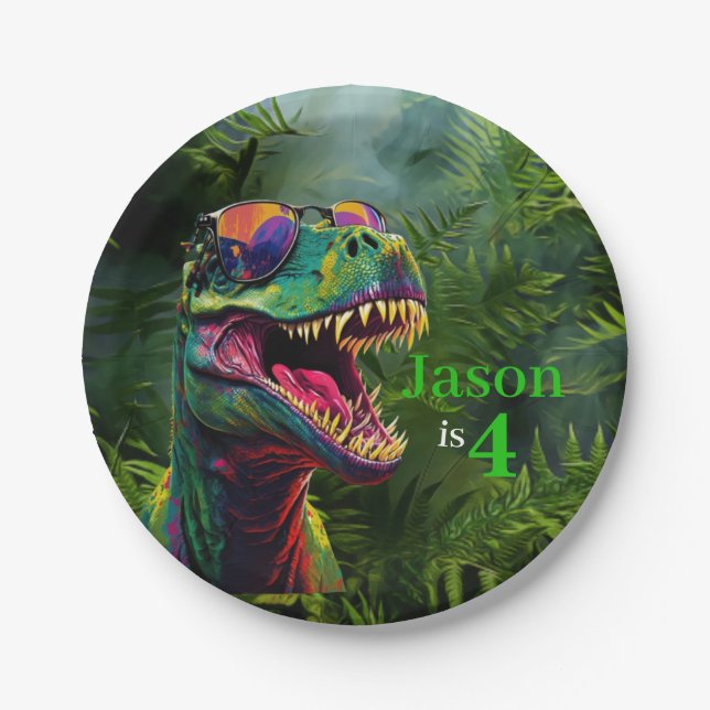 Plato De Papel Dinosaur Lover con Guay TRex (Anverso)
