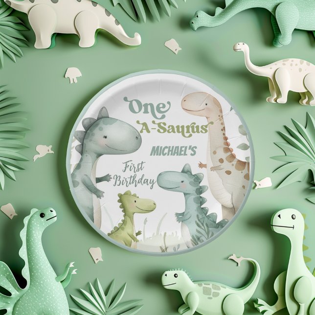 Plato De Papel Dinosaur One-A-Saurus Boy Fiesta de cumpleaños 1 (Subido por el creador)