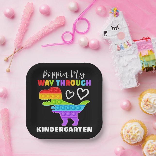 Plato De Papel Dinosaur Poppin My way Through Kindergarten (Fiesta)