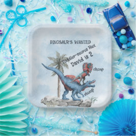 Plato De Papel DINOSAUR QUIERE Cumpleaños De Dos Años