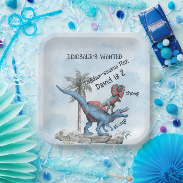 Plato De Papel DINOSAUR QUIERE Cumpleaños De Dos Años (Fiesta)