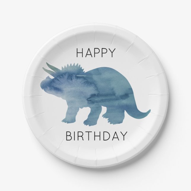 Plato De Papel Dinosaur Triceratops Happy Birthday Fiesta Placas (Anverso)