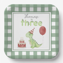 Plato De Papel Dinosaurio acuarela cumpleaños 3