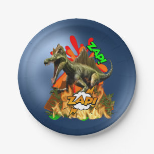 Plato De Papel Dinosaurio arte cómico volcán zap animal prehist