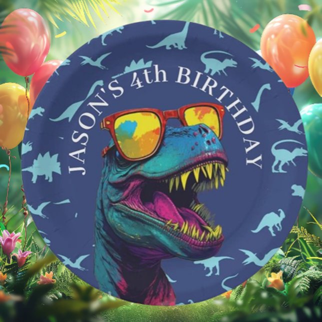 Plato De Papel Dinosaurio azul (Throw an unforgettable dinosaur-themed party with our blue love dinosaur decorations!)