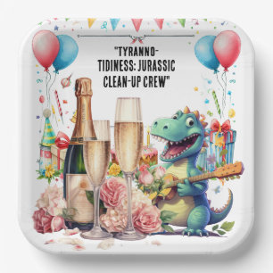 Plato De Papel Dinosaurio con bebidas