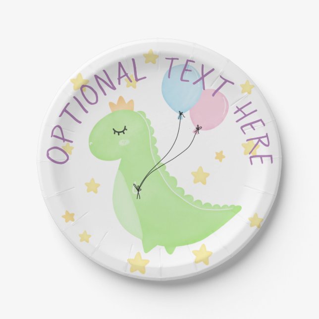 Plato De Papel Dinosaurio con globos (Anverso)