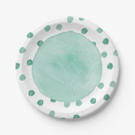 Plato De Papel Dinosaurio de color agua verde Baby Shower