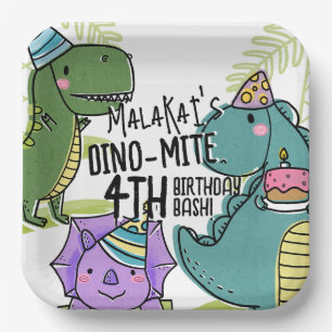 Plato De Papel Dinosaurio de la fiesta de cumpleaños del niño Din