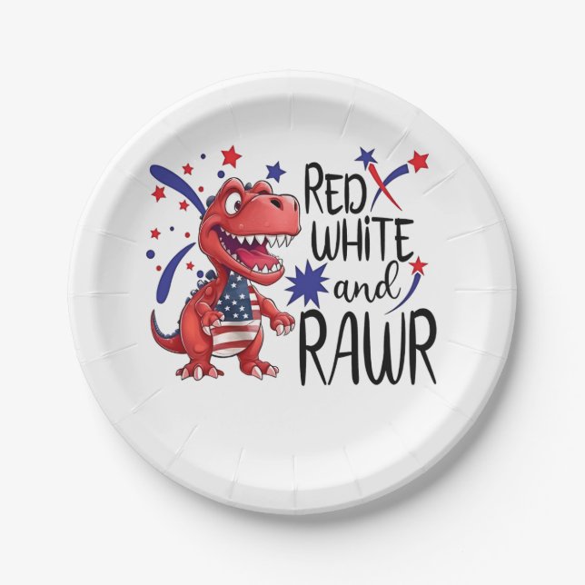 Plato De Papel Dinosaurio de los Rawr Blancos Occidentales (Anverso)