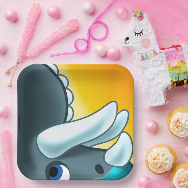 Plato De Papel DINOSAURIO DE PIEDRA MISTERIOSO de Jeff Willis Art (Fiesta)