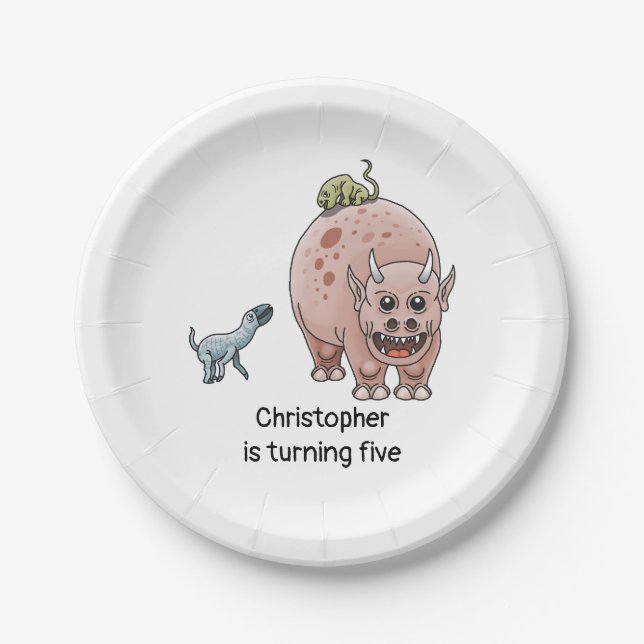 Plato De Papel Dinosaurio Fantasía (Anverso)