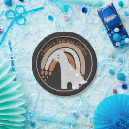 Plato De Papel Dinosaurio gris lindo personalizado de fiesta de c