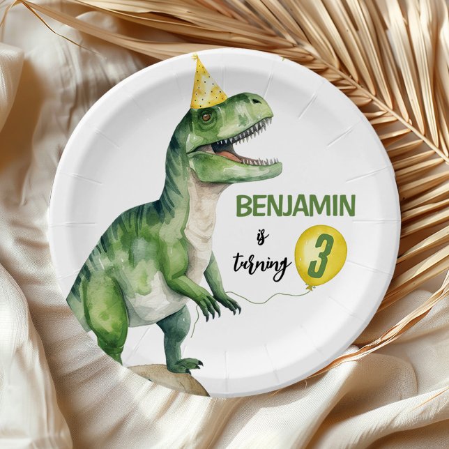 Plato De Papel Dinosaurio Jungla Cumpleaños de tres rex (Subido por el creador)