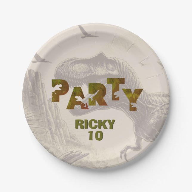 Plato De Papel Dinosaurio T-rex (Anverso)