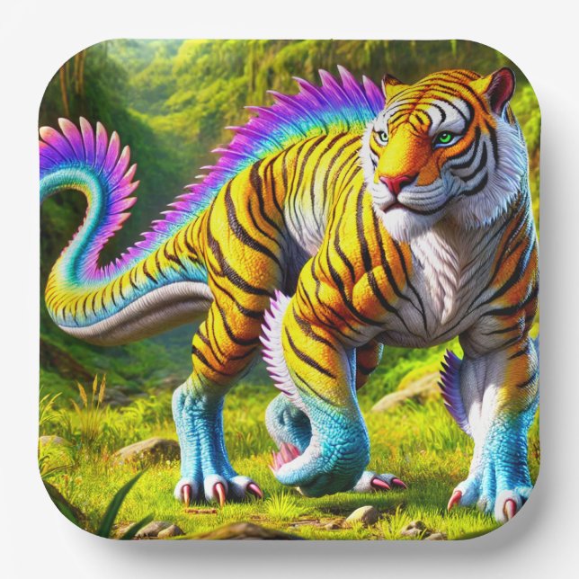 Plato De Papel Dinosaurio tigre (Anverso)