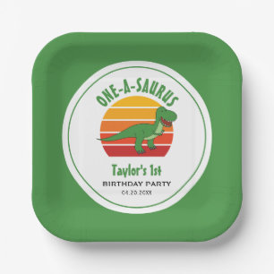 Plato De Papel Dinosaurio Un-A-Saurus Género Neutral Primer cumpl