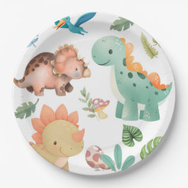 Plato De Papel Dinosaurio verde lindo
