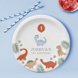 Plato De Papel Dinosaurios Boys First 1er cumpleaños