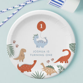Plato De Papel Dinosaurios Boys First Birthday Paper Plates