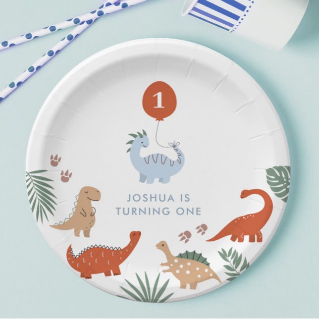 Plato De Papel Dinosaurios Boys First Birthday Paper Plates (Subido por el creador)